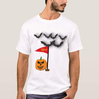 Griezelige Halloween Pompoen en Vleermuizen Signaa T-shirt