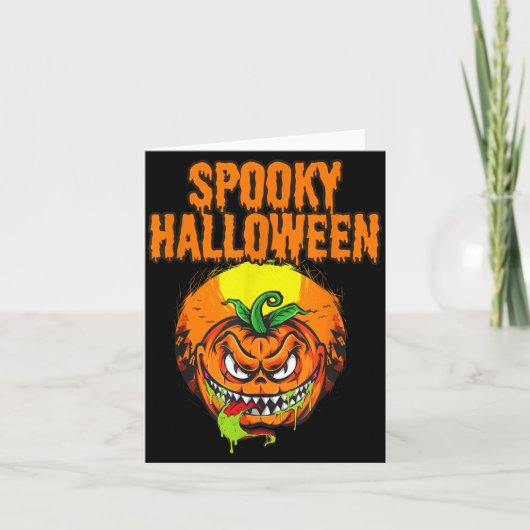 Griezelige Halloween Pompoen Kaart (Voorkant)
