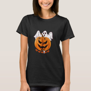 Griezelige Halloween Pompoen met Geest en Spin Ont T-shirt