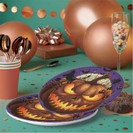 Griezelige Halloween Pompoen Papieren Borden Bordje