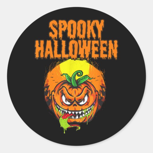 Griezelige Halloween Pompoen Ronde Sticker (Voorkant)