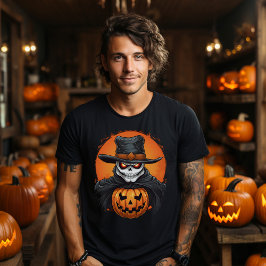 Griezelige Halloween pompoen schedel T-shirt