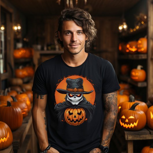 Griezelige Halloween pompoen schedel T-shirt