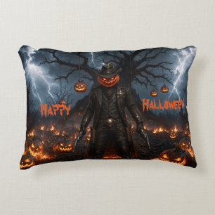 Griezelige Halloween Pompoen Sheriff Cowboy Blikse Accent Kussen