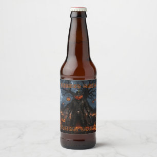 Griezelige Halloween Pompoen Sheriff Cowboy Blikse Bier Etiket