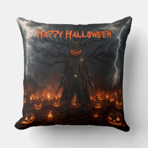 Griezelige Halloween Pompoen Sheriff Cowboy Blikse Kussen
