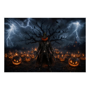 Griezelige Halloween Pompoen Sheriff Cowboy Blikse Perfect Poster