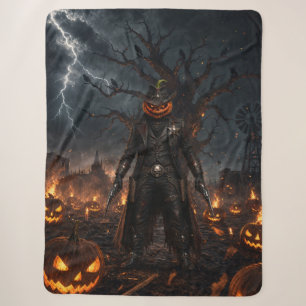 Griezelige Halloween Pompoen Sheriff Cowboy Blikse Sherpa Deken