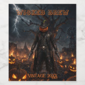 Griezelige Halloween Pompoen Sheriff Cowboy Blikse Wijn Etiket (Enkel label)