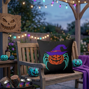 Griezelige Halloween Pompoen Spin en Heksenhoed Ku Buitenkussen