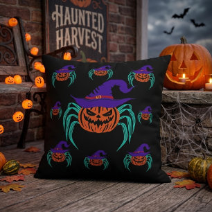 Griezelige Halloween Pompoen Spin en Heksenhoed Ku Buitenkussen