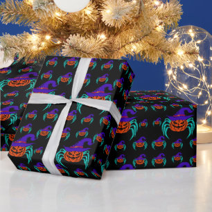 Griezelige Halloween Pompoen Spin en Heksenhoed Ku Cadeaupapier