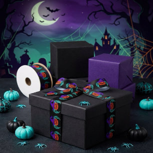 Griezelige Halloween Pompoen Spin en Heksenhoed Ku Satijnen Lint