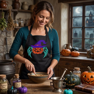 Griezelige Halloween Pompoen Spin en Heksenhoed Ku Schort