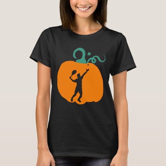 Griezelige Halloween Pompoen Tennis Speler Kostuum T-shirt (Voorkant)