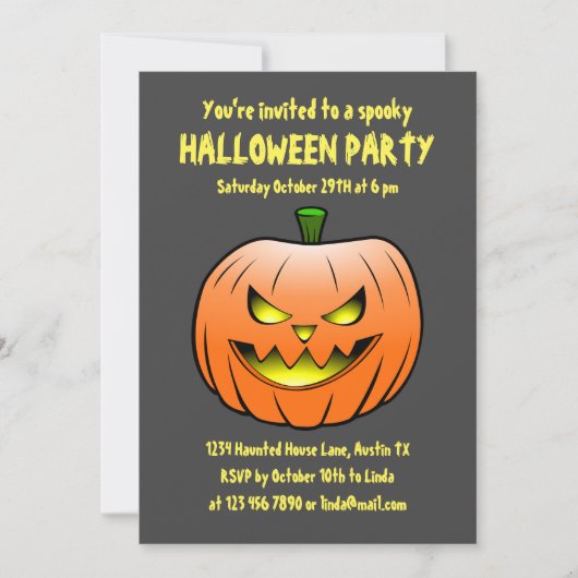 Griezelige Halloween Pompoen Uitnodiging (Voorkant)