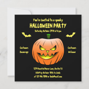 Griezelige Halloween Pompoen Uitnodiging