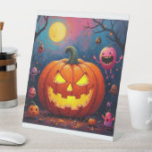 Griezelige Halloween pompoenen Reclamebord Met Voetstuk (Insitu)