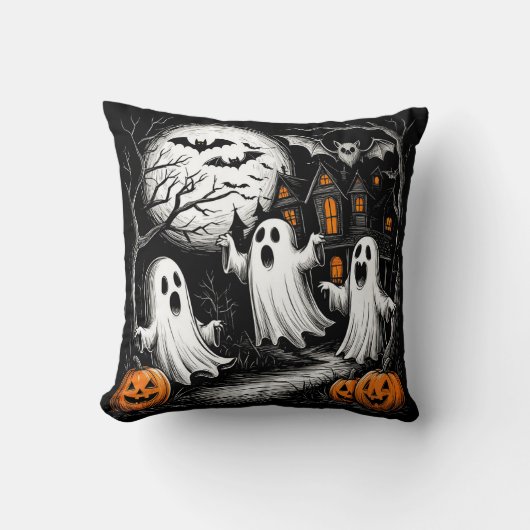 Griezelige Halloween-scène met geesten Kussen (Voorkant)