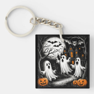 Griezelige Halloween-scène met spoken Sleutelhanger