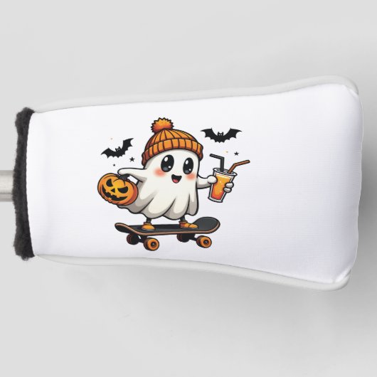 Griezelige Halloween Schaats Pompoen Kruiden Geest Golfheadcover (Voorkant)