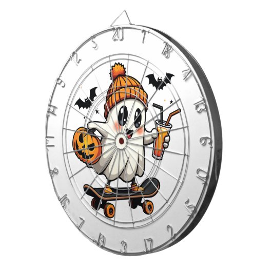 Griezelige Halloween Schaats Pumpkin Spice Geest H Dartbord (Voorkant Rechts)
