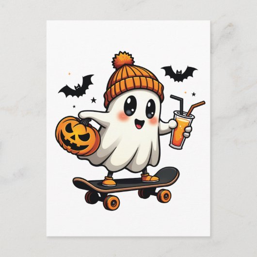 Griezelige Halloween Schaats Pumpkin Spice Geest H Uitnodiging Briefkaart (Voorkant)