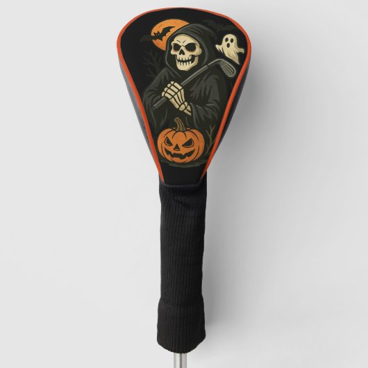 Griezelige Halloween Schedel Driver Golfheadcover (Voorkant)