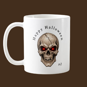 Griezelige Halloween-schedel gepersonaliseerd Koffiemok