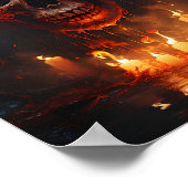 Griezelige Halloween schedel met een vlam in het d Poster (Hoek)