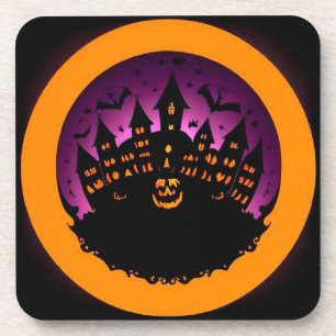 Griezelige Halloween Silhouet Van Een Heel Spookac Bier Onderzetter