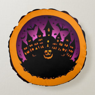 Griezelige Halloween Silhouet Van Een Heel Spookac Rond Kussen