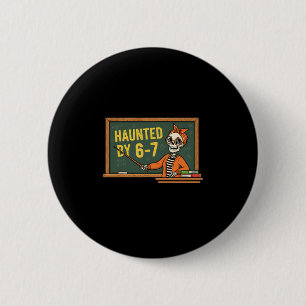 Griezelige Halloween Skelet Griezelt Zes Zeven Num Ronde Button 5,7 Cm