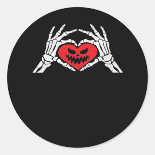 Griezelige Halloween skelet handen hart Ronde Sticker