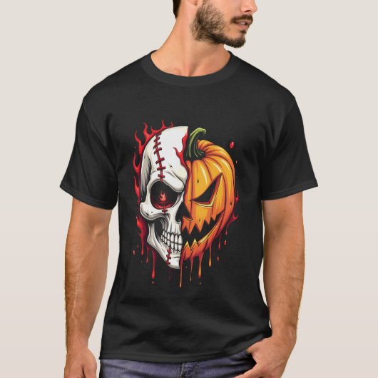 Griezelige Halloween-skeletpompoen Pastel Goth T-shirt (Voorkant)