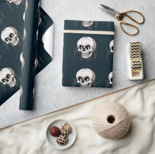 Griezelige Halloween Smeltende Cranium Met Vleermu Cadeaupapier