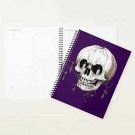 Griezelige Halloween Smeltende Cranium Met Vleermu Planner
