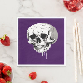 Griezelige Halloween Smeltende Schedel Met Vleermu Servet