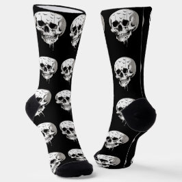 Griezelige Halloween Smeltende Schedel Met Vleermu Sokken