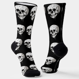 Griezelige Halloween Smeltende Schedel Met Vleermu Sokken