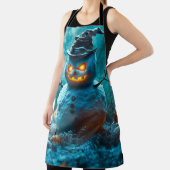 Griezelige Halloween Sneeuwman met gloeiende ogen Schort (Insitu)