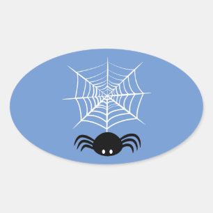 Griezelige Halloween Spin Illustratie Ovale Sticker