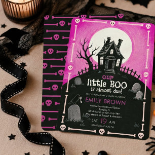 Griezelige Halloween spookhuis baby shower Kaart