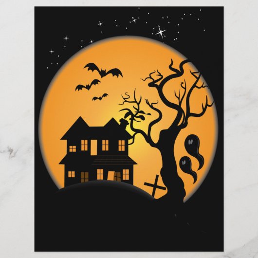 griezelige halloween spookhuis scene vector flyer (Voorkant)