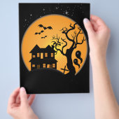 griezelige halloween spookhuis scene vector flyer (Hand)