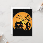 griezelige halloween spookhuis scene vector kaart (Voorkant / Achterkant in situ)