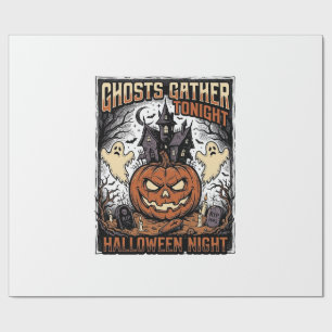 Griezelige Halloween-trui Vintage Geest Pompoen Ku Cadeaupapier