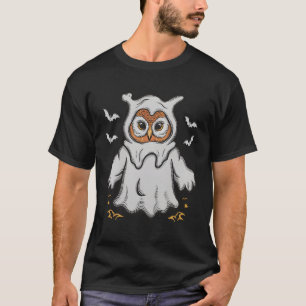 Griezelige Halloween-uil met spookkostuum cadeau T-shirt