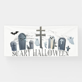 Griezelige Halloween-vergadering van geesten op de Spandoek