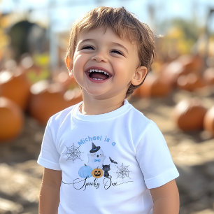 Griezelige Halloween-verjaardag blauwe Boo